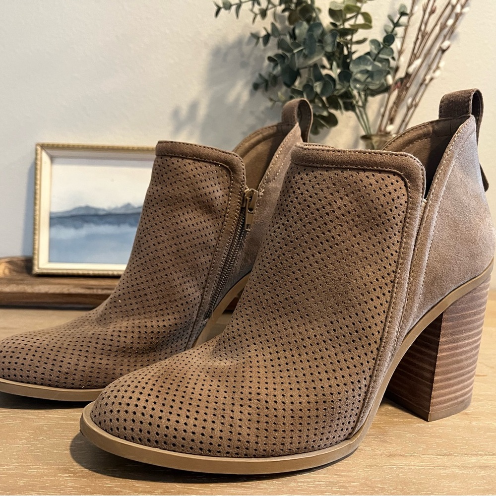 Madden Girl Brown Ankle Booties with Perforated Design